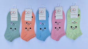 Ladies Ankle Socks Smiley (Pack of 5)