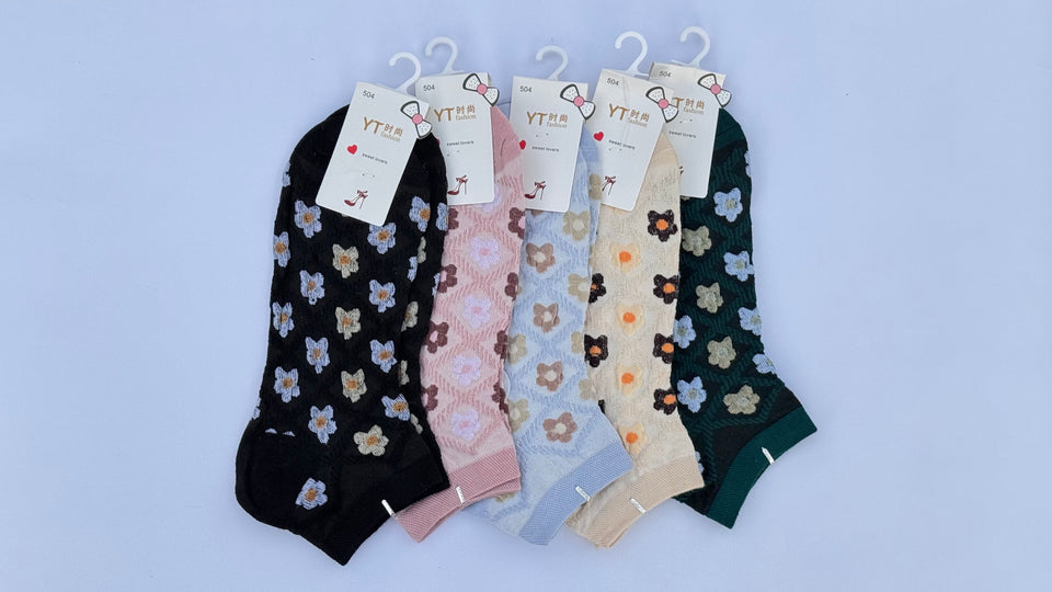 Ladies Ankle Socks Multi Design (Pack of 5)