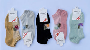 Ladies Ankle Socks Net Flower (Pack of 5)