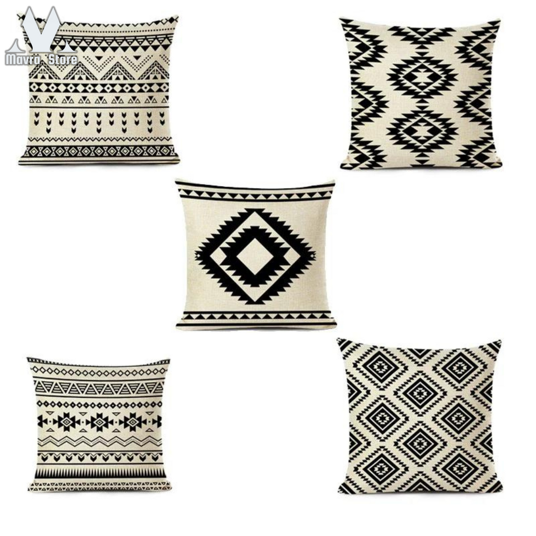 Cushion Cover Classic Black & White pack of 5