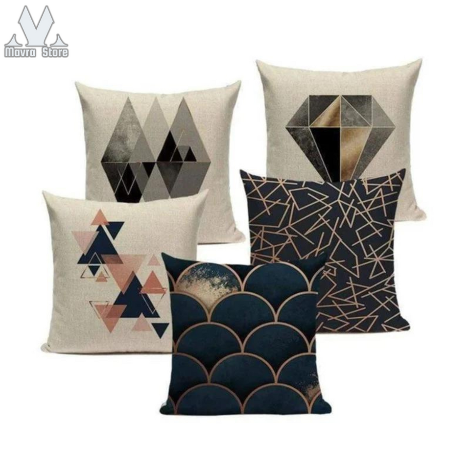 Soft Diamond Cushion Grey Navy 5 Pcs