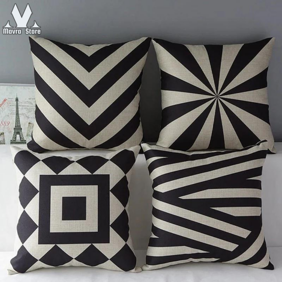 Zebra Cushion Black and White pack of 4