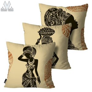 African Tribal Cushion Black and Beige pack of 3