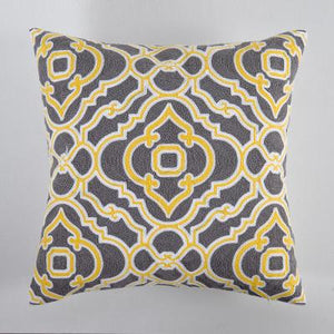 Traditional Style Cushion Yellow Grey 6 Pcs