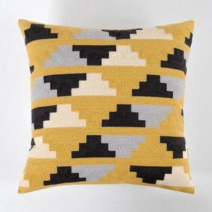 Traditional Style Cushion Yellow Grey 6 Pcs