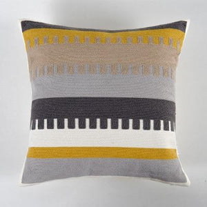 Traditional Style Cushion Yellow Grey 6 Pcs